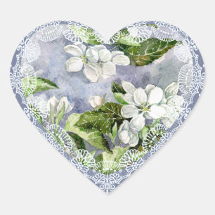 Apple blossom heart sticker