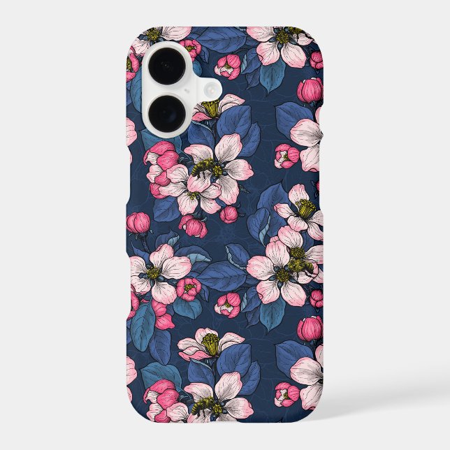 Apple blossom on a dark blue (Back)