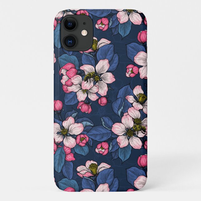 Apple blossom on a dark blue Case-Mate iPhone case (Back)