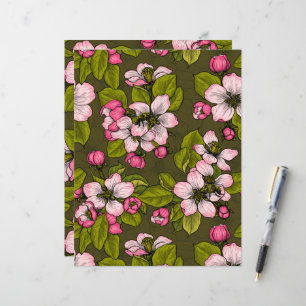 Apple blossom on dark green