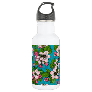 Apple blossom on turquoise 532 ml water bottle