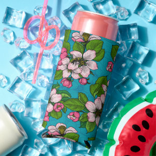 Apple blossom on turquoise seltzer can cooler
