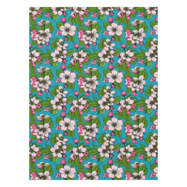 Apple blossom on turquoise tablecloth (Front)