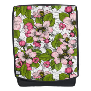 Apple blossom on white backpack
