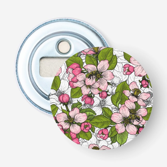 Apple blossom on white bottle opener (Front)