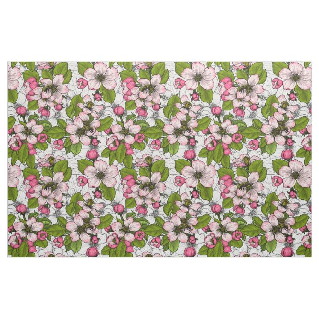Apple blossom on white fabric (Fat Quarter)