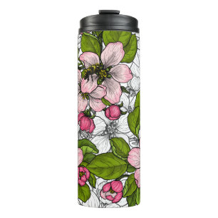 Apple blossom on white thermal tumbler