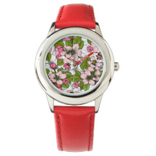 Apple blossom on white watch