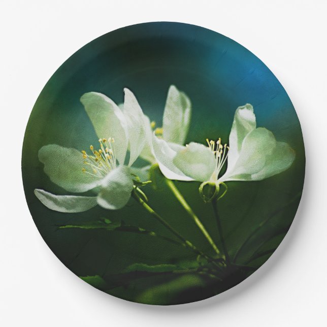 Apple Blossom - Two Flowers Paper Plate (Front)