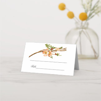 Apple Blossom Watercolor Stems Wedding Place Card