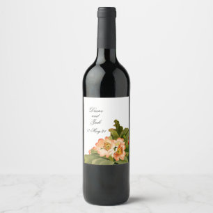 Apple Blossom Watercolor Stems Wedding Wine Label