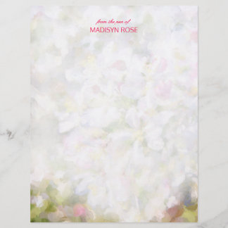 Apple Blossoms Botanical Painting Your Name Paper