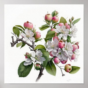 Apple Blossoms Flower Art Print Poster
