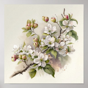 Apple Blossoms Flower Art Print Poster