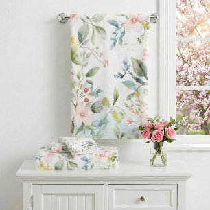 Apple blossoms inspired bath towel set