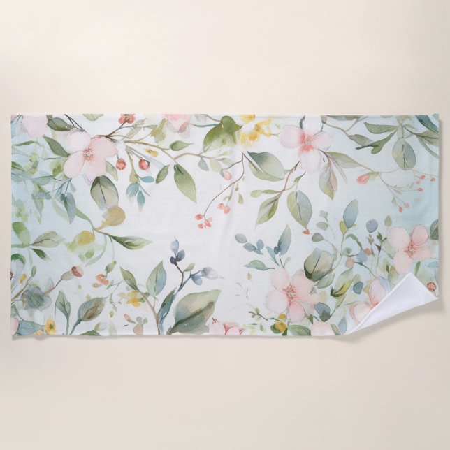 Apple blossoms inspired beach towel (Front)