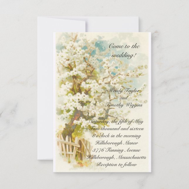 Apple Blossoms Wedding Invitation (Front)