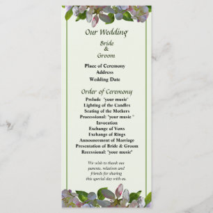 Apple Blossoms Wedding Program Programme