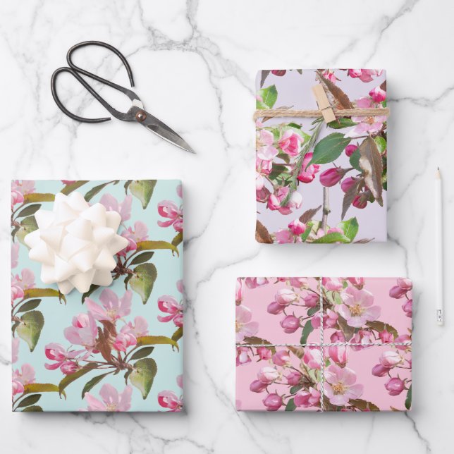 Apple blossoms wrapping paper sheet (Front)