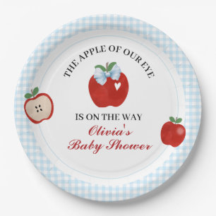 Apple blue Bow preppy Coquette Baby Shower Paper Plate