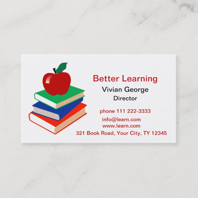 Apple, Books, Education Business Card (Front)