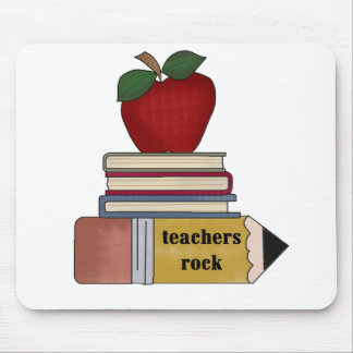 Apple, Books, Pencil Teachers Rock Mouse Pad