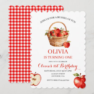 Apple Bushel of Fun 1st Birthday Invitation