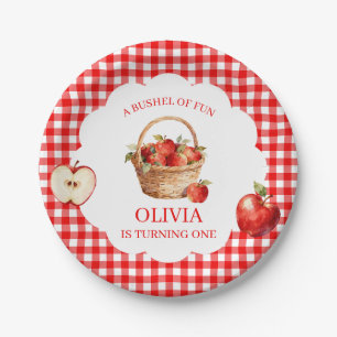 Apple Bushel of Fun 1st Birthday Invitation Paper Plate