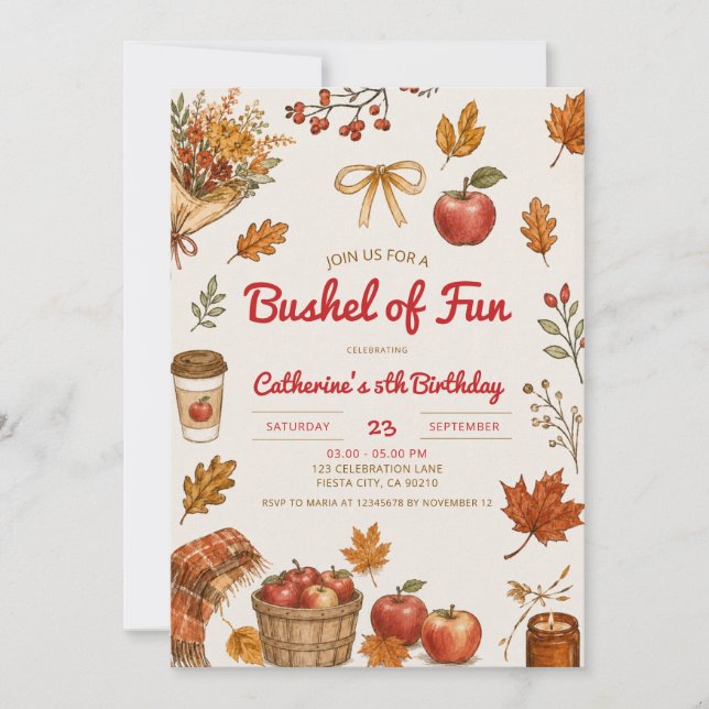 Apple Bushel of Fun Birthday Invitation (Front)