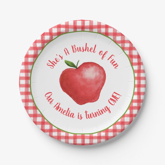 Apple Bushel of Fun Party Plate - Customisable (Front)