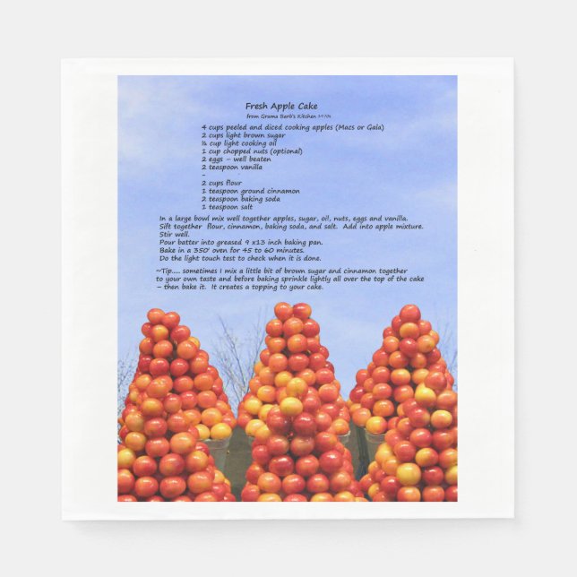 Apple Cake Recipe Paper Napkin (Front)
