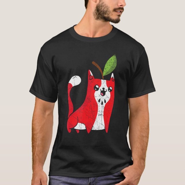 Apple Cat Apple Picking Squad Apple Fruit T-Shirt (Front)