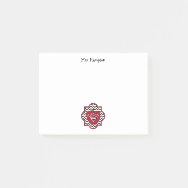 Apple Chevron Quatrefoil Teacher Post-it® Notes (Front)