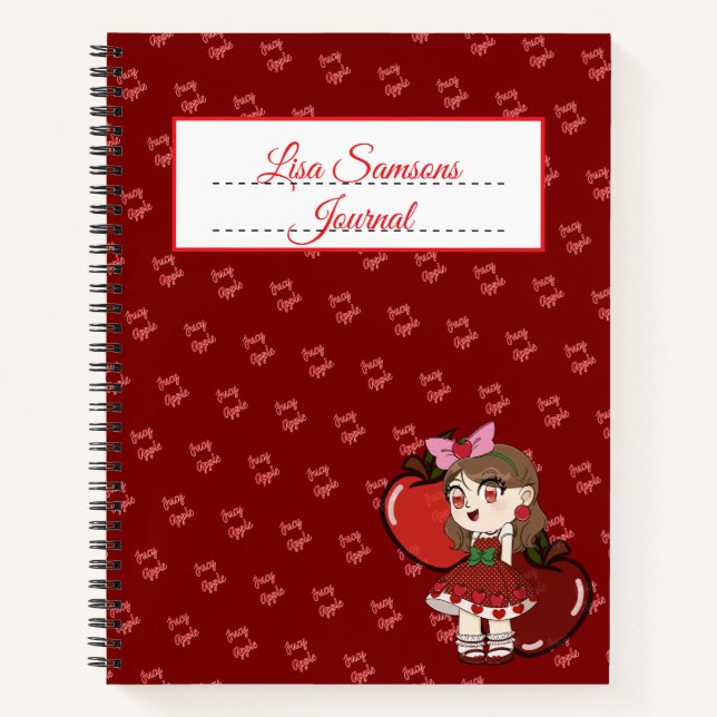 Apple Chibi design Journal Spiral Notebook (Front)