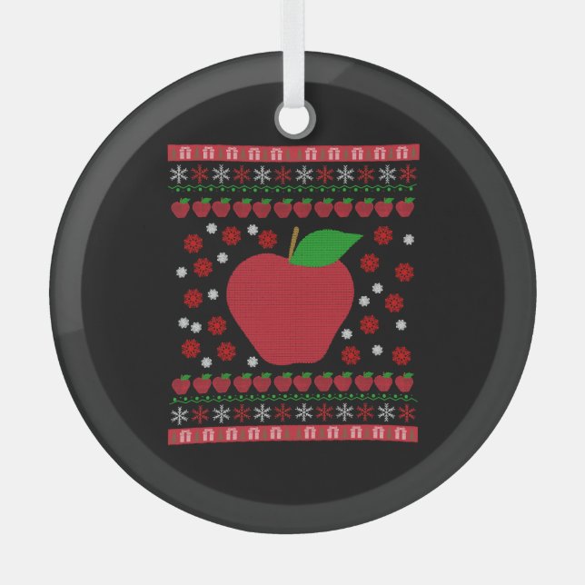 Apple Christmas Glass Tree Decoration (Front)