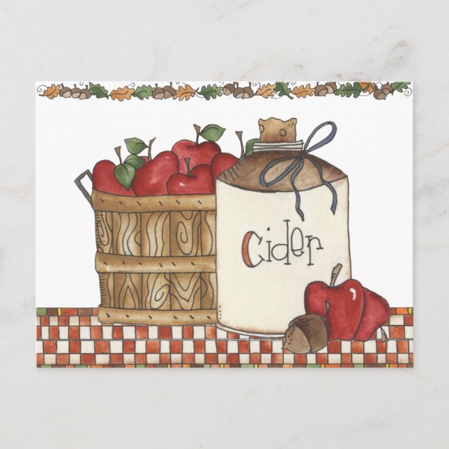 apple cider and apple picking postcard (Front)