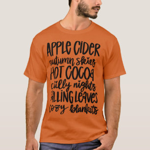Apple Cider Hot Cocoa Falling Leaves T-Shirt