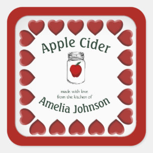 Apple Cider Made with Love Custom Square Sticker