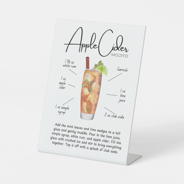 Apple Cider Mojito Cocktail Pedestal Sign (Front)