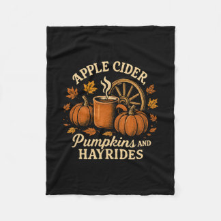 Apple Cider Pumpkins And Hayrides Cute Fall  Fleece Blanket