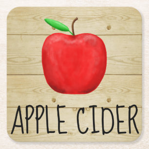 Apple Cider Red Apple Square Paper Coaster