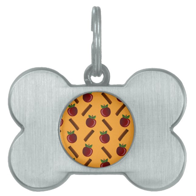 Apple Cinnamon Pattern Pet ID Tag (Front)