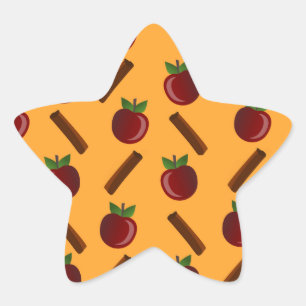 Apple Cinnamon Pattern Star Sticker