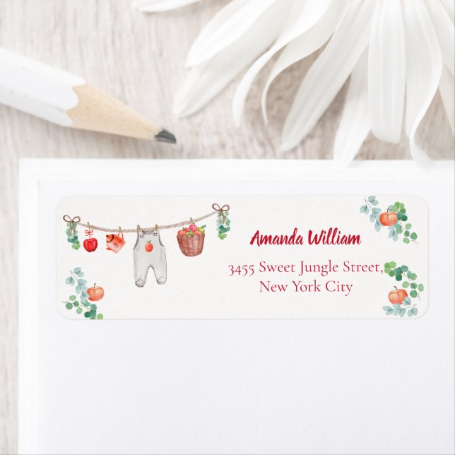 Apple Clothesline Baby Shower Return Address (Insitu)