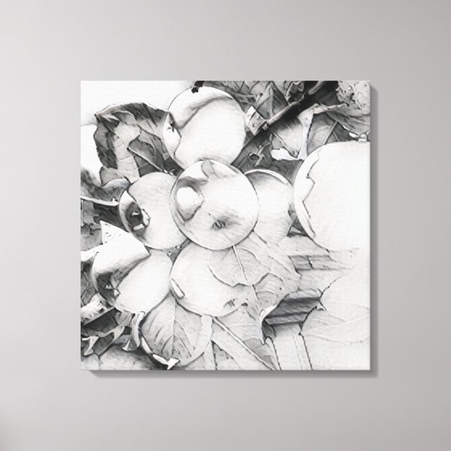 Apple cluster canvas in a washed out style print (Front)
