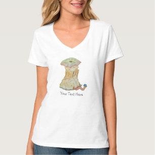 Apple core with funny maggot  in hat illustration T-Shirt