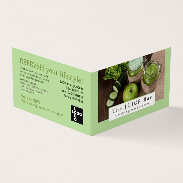 Apple & Cucumber, Juice Bar, Detailed Business Card (Outside)