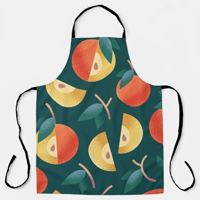 Apple Delight: Dark Green Seamless. Apron (Front)