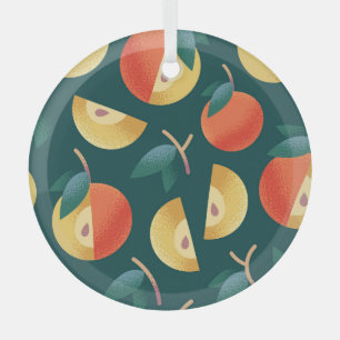 Apple Delight: Dark Green Seamless. Glass Tree Decoration