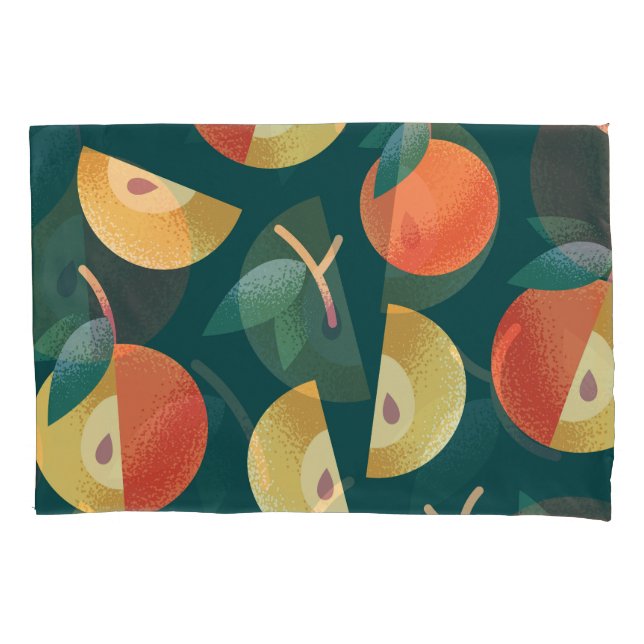 Apple Delight: Dark Green Seamless. Pillowcase (Front)